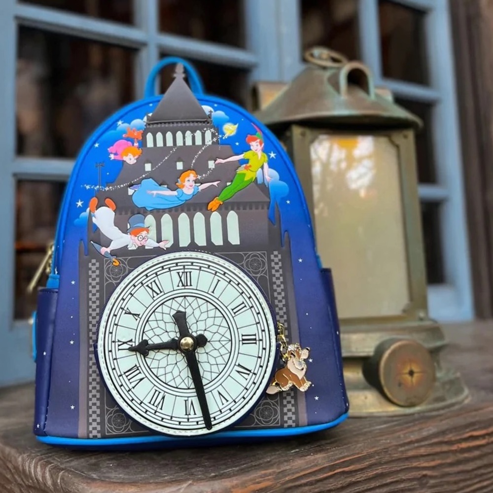 NWT Disney Peter Pan Take Flight Clock Glow In The Dark Loungefly Mini Backpack